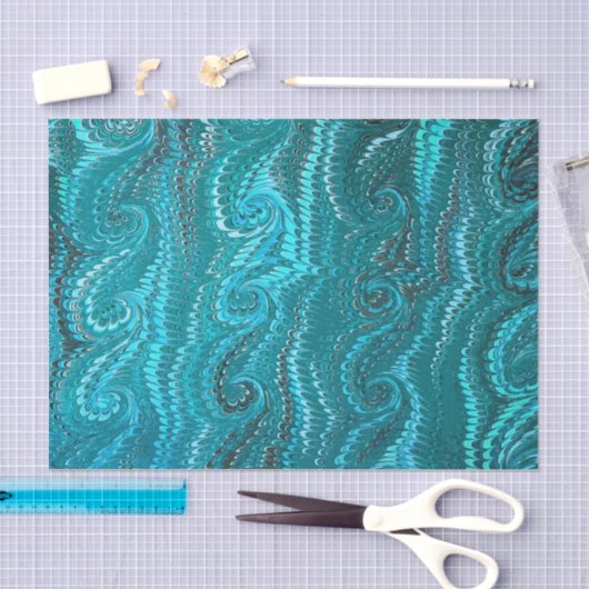 Moderne Abstracte Blue Swirls Marble Pattern Tissuepapier (Craft)