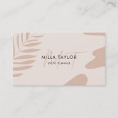 Moderne Abstracte Blush Pink Monogram QR Code Visitekaartje (Voorkant)