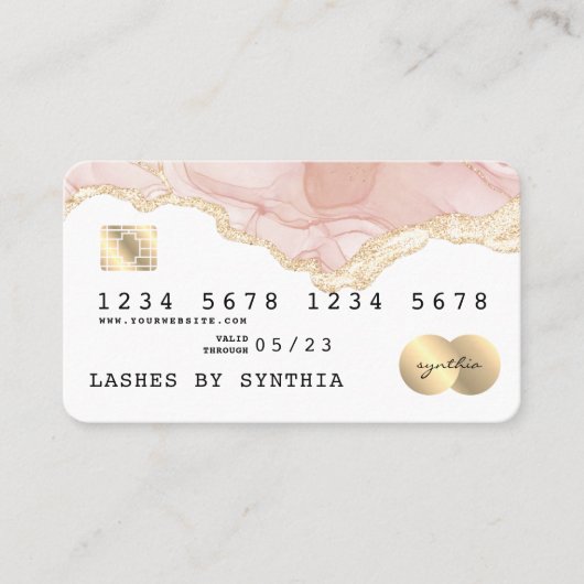 Moderne Abstracte Blush Waterverf Credit Kaart Sty Visitekaartje (Voorkant)