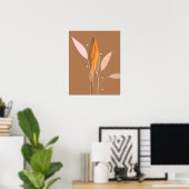 Moderne Abstracte Boho Bloemige Planten Kunst Poster (Thuiskantoor)