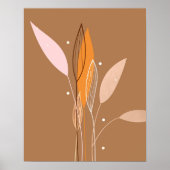 Moderne Abstracte Boho Bloemige Planten Kunst Poster (Voorkant)