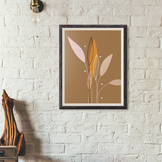 Moderne Abstracte Boho Bloemige Planten Kunst Poster