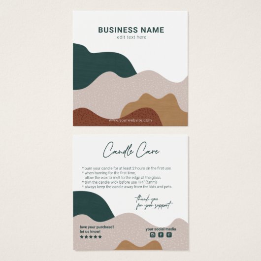 Moderne Abstracte Boho Candle Care Kaart (Voorkant /achterkant)