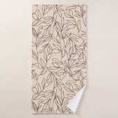 Moderne abstracte boho line art vertrekt patroon badhanddoek (Badhanddoek)