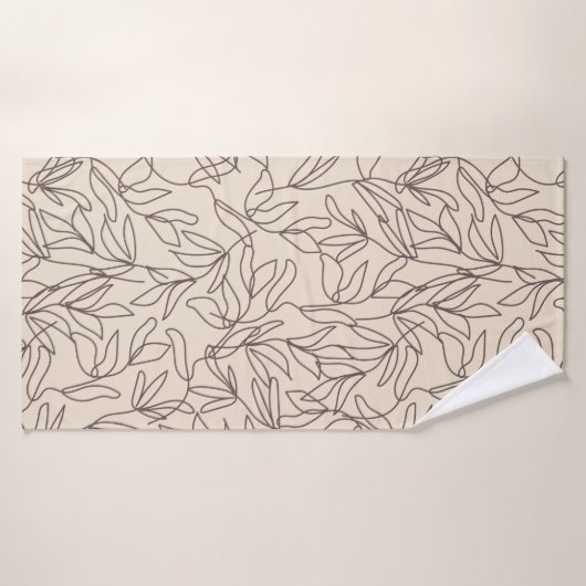 Moderne abstracte boho line art vertrekt patroon badhanddoek (Badhanddoek)
