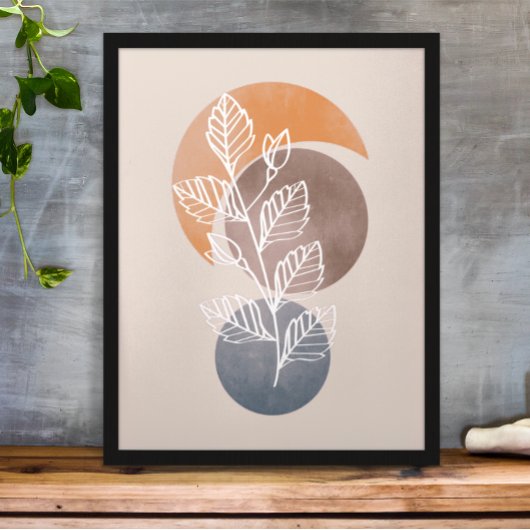 Moderne Abstracte Boho Plantenblad Kunst Poster