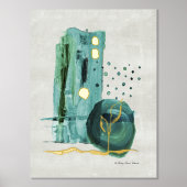 Moderne Abstracte Boho Style Green in Gold Waterve Folie Afdrukken (Voorkant)