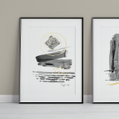 Moderne Abstracte Boho Style Waterverf zwart-wit Folie Afdrukken