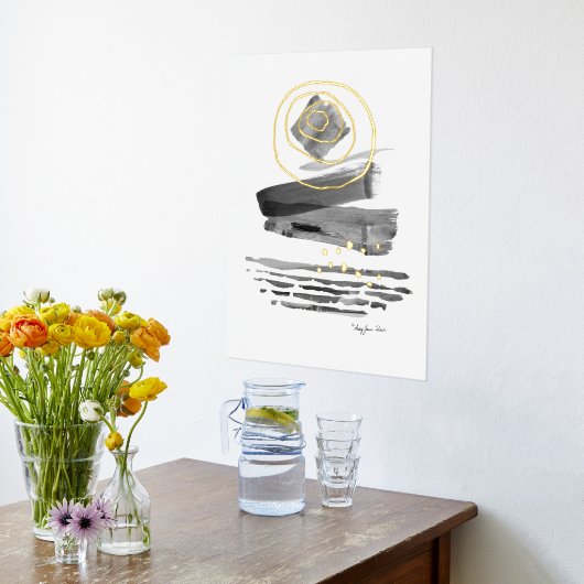 Moderne Abstracte Boho Style Waterverf zwart-wit Folie Afdrukken (Laag (Keuken))