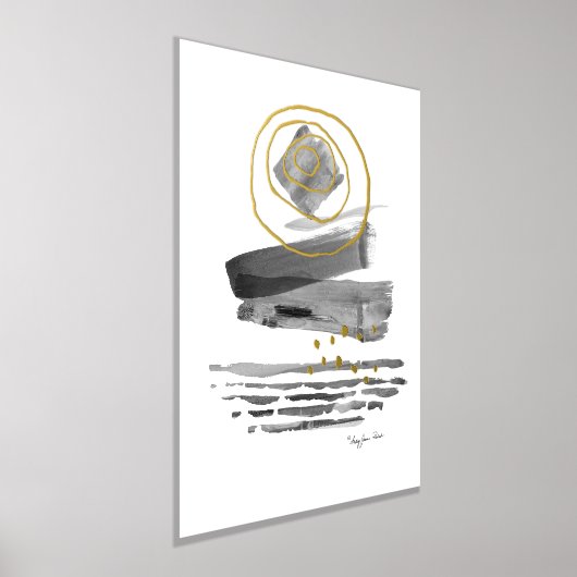 Moderne Abstracte Boho Style Waterverf zwart-wit Folie Afdrukken (Laagn)