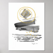 Moderne Abstracte Boho Style Waterverf zwart-wit Folie Afdrukken (Voorkant)