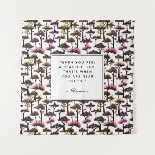 Moderne Abstracte boom Art Inspirerend Rumi Quote Wandkleed (Voorkant)