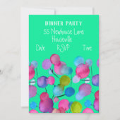 Moderne, abstracte boomkleurige Dinner Party Kaart (Voorkant)