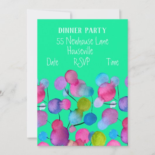 Moderne, abstracte boomkleurige Dinner Party Kaart (Voorkant)