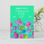 Moderne, abstracte boomkleurige Dinner Party Kaart (Staand voorkant)