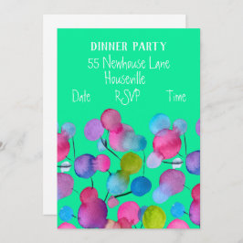 Moderne, abstracte boomkleurige Dinner Party Kaart