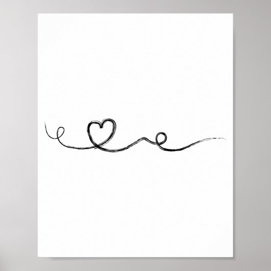 Moderne Abstracte borstel hart Continuous Line Art Poster (Voorkant)