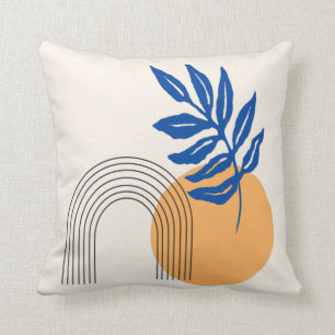 Moderne Abstracte Botanisch Illustratie Blauwe Gee Kussen