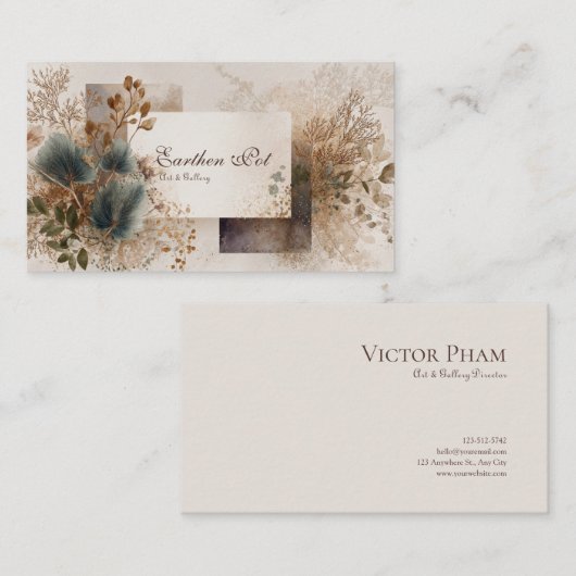 Moderne Abstracte botanische aardse collage Visitekaartje (Voorkant / Achterkant)