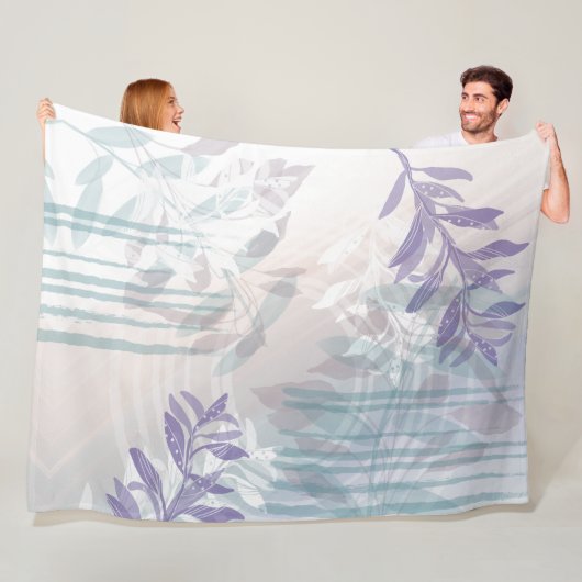 Moderne Abstracte Botanische Blad Fleece Deken (In situ)