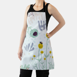 Moderne Abstracte Botanische Gele Billy Button Apr Schort