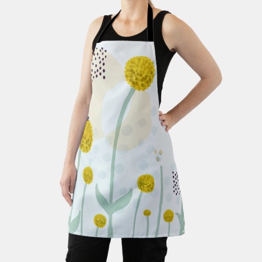 Moderne Abstracte Botanische Gele Billy Button Apr Schort (Insitu)