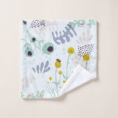Moderne Abstracte Botanische Gele Billy Button Bad Handdoek (Wasdoekje)