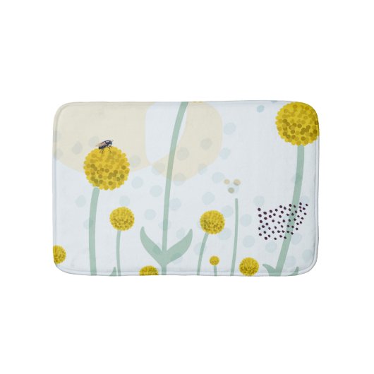 Moderne Abstracte Botanische Gele Billy Button Badmat (Voorkant)