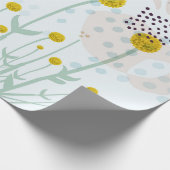 Moderne Abstracte Botanische Gele Billy Button Cadeaupapier (Hoek)