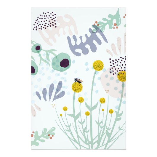 Moderne Abstracte Botanische Gele Billy Button Foto Afdruk (Voorkant)