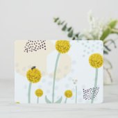 Moderne Abstracte Botanische Gele Billy Button Kaart (Staand voorkant)