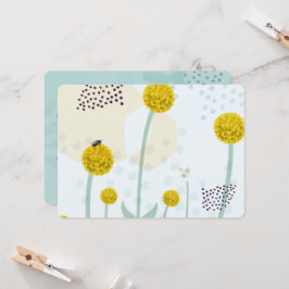 Moderne Abstracte Botanische Gele Billy Button Kaart