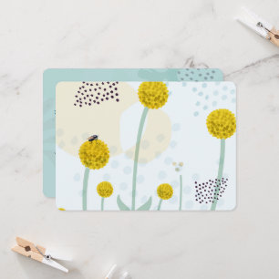 Moderne Abstracte Botanische Gele Billy Button Kaart
