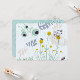 Moderne Abstracte Botanische Gele Billy Button Kaart