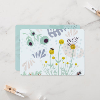 Moderne Abstracte Botanische Gele Billy Button Kaart