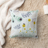 Moderne Abstracte Botanische Gele Billy Button Kussen (Deken)