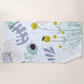Moderne Abstracte Botanische Gele Billy Button Strandlaken (Voorkant)