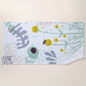 Moderne Abstracte Botanische Gele Billy Button Strandlaken (Voorkant)