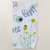 Moderne Abstracte Botanische Gele Billy Button Strandlaken (Voorkant)
