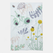 Moderne Abstracte Botanische Gele Billy Button Theedoek (Verticaal)