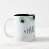Moderne Abstracte Botanische Gele Billy Button Tweekleurige Koffiemok (Links)