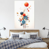 Moderne Abstracte Botanische Geometrie Canvas Afdruk (Insitu (Slaapkamer))