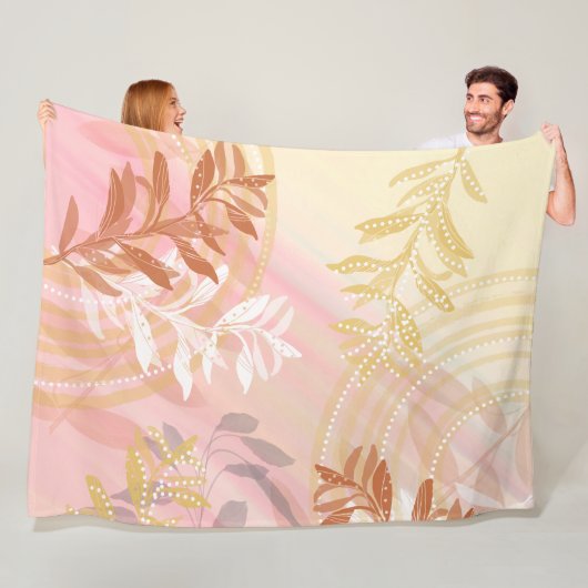 Moderne Abstracte botanische herfstblad Fleece Deken (In situ)