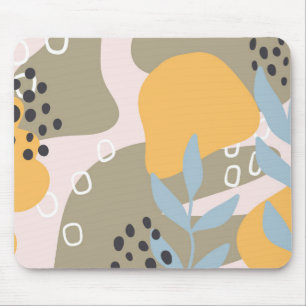 Moderne Abstracte Botanische Kunst in Oranje en Br Muismat