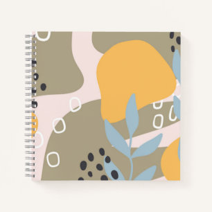 Moderne Abstracte Botanische Kunst in Oranje en Br Notitieboek