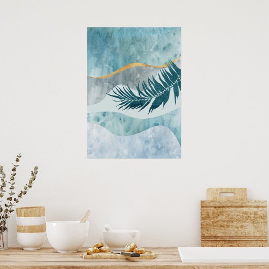 Moderne Abstracte Botanische Leaf Wall Art Poster (Keuken)