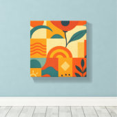 Moderne Abstracte Botanische Muurkunst Canvas Afdruk (Insitu (Houten vloer))