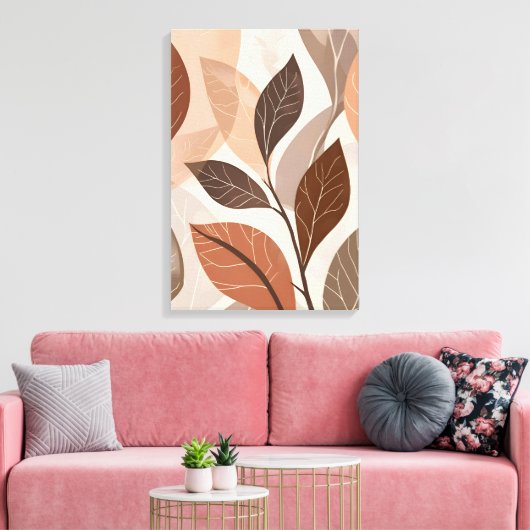 Moderne Abstracte botanische muurschildering. Canvas Afdruk (Insitu (Woonkamer))