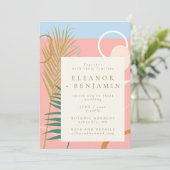 Moderne Abstracte botanische paasroze blauwe bruil Kaart (Staand voorkant)