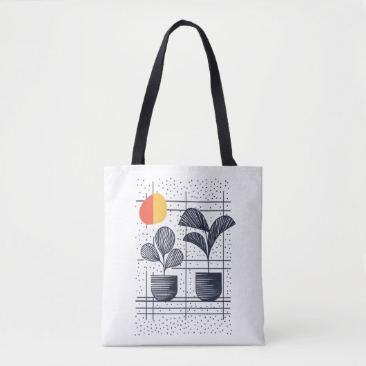 Moderne Abstracte botanische pottenbakkerij plante Tote Bag (Voorkant)